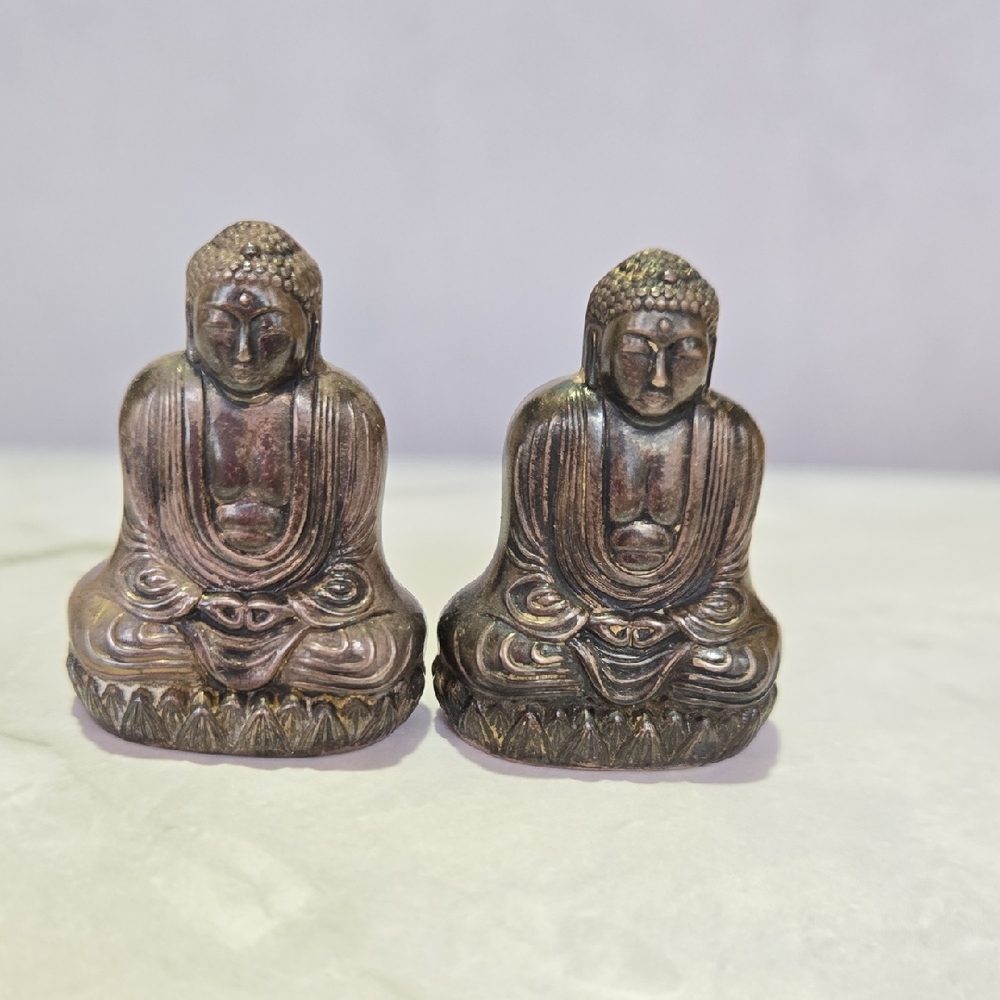 Vintage Japanese Sterling Silver Buddha Salt & Pepper Shakers